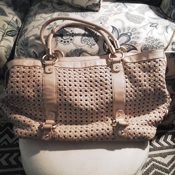 Large Antonio Melani Vintage Weaved Tan Leather Purse with Silver Decorations - Picture 1 of 4